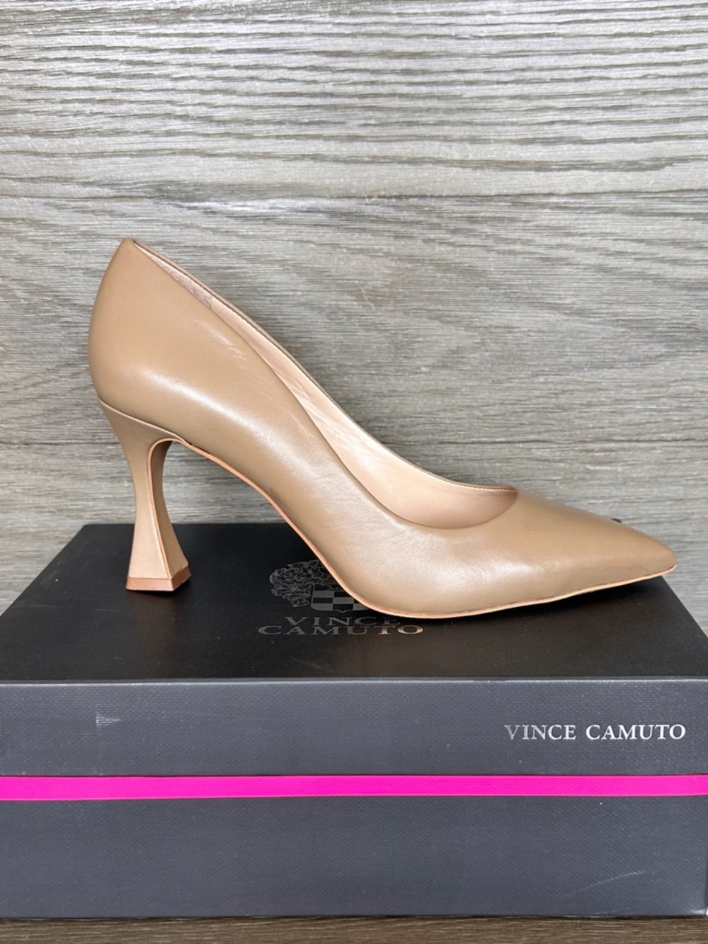 Vince Camuto 10 W - Telincha Tan Pointed Toe Sculpted Heel Nappa Leather Pump